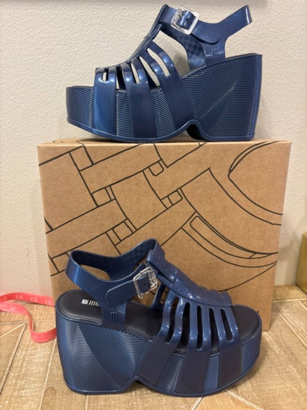 NEW Melissa MEL Station 79 Pearly Blue Jelly Platform Sandals Candy Scented - Picture 3 of 6